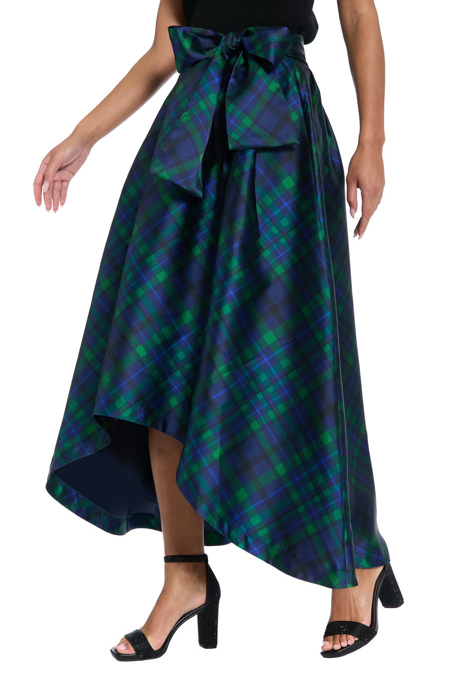 Roosevelt Voluminous Plaid Tie-Front Skirt