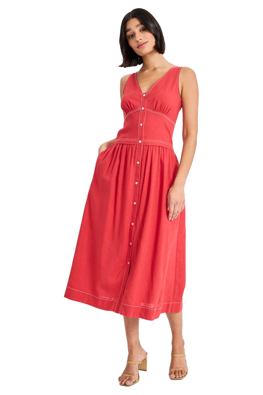 Albert Linen Midi with Topstitching