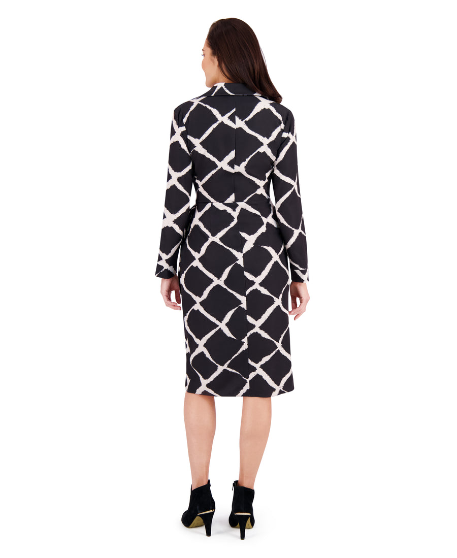 Rhea Collared Side Tie Midi in Bias Plaid