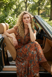 Consuela Cap Sleeve Maxi in Magnolia Vines