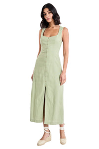 Justin Linen Scoop Neck Button Front Dress