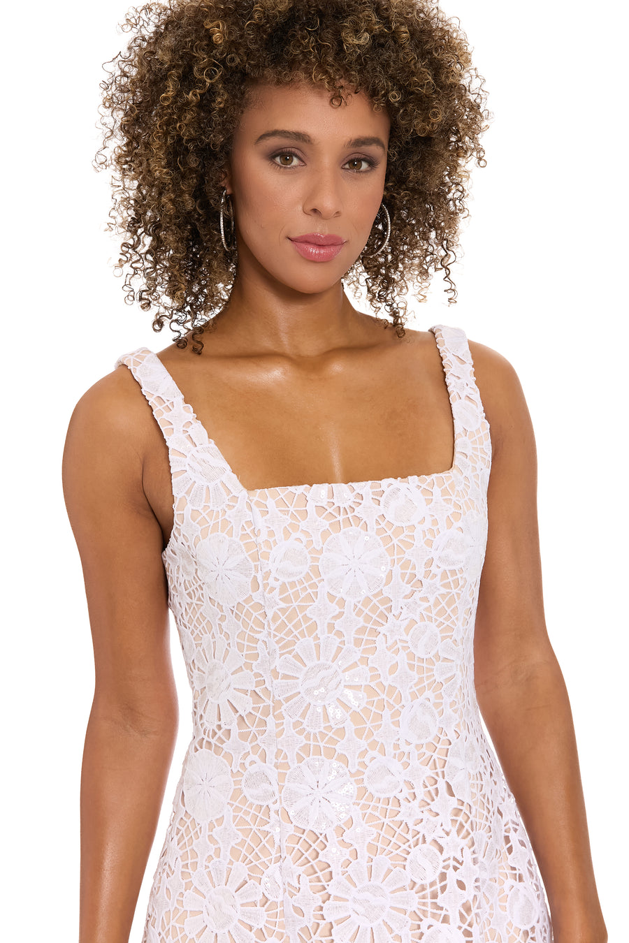 Rhodes Sequin Lace Tank Dress White / Standard / 18 Rhodes Sequin Lace Tank Dress White / Standard / 18
