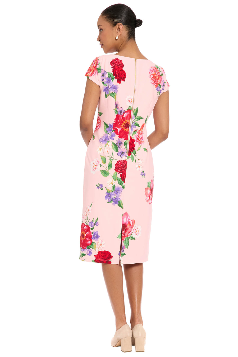 Bobbi Square Neck Cap Sleeve Sheath Midi Dress