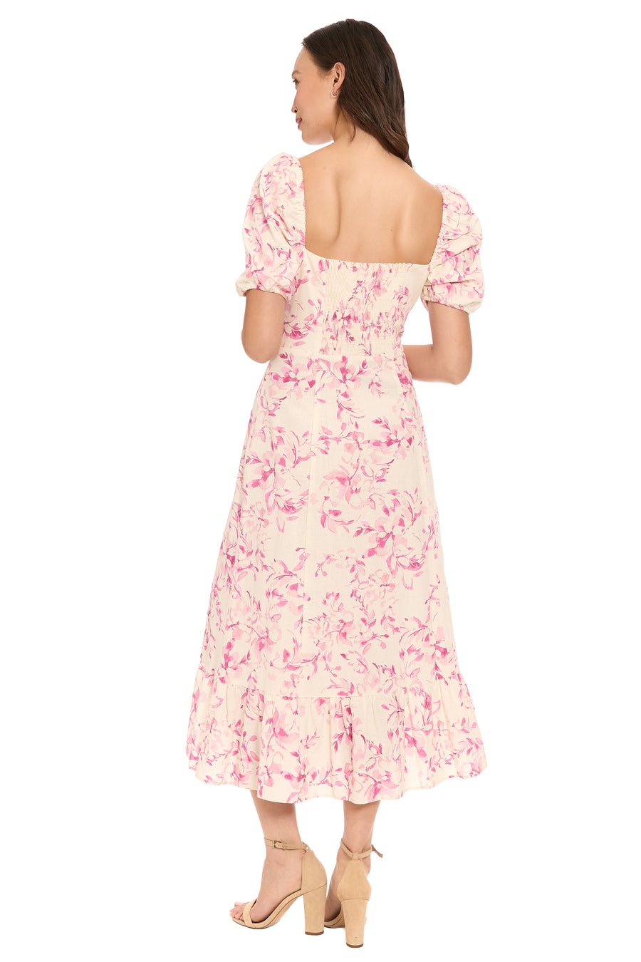 Kristin Puff Sleeve Midi in Willow Whispers