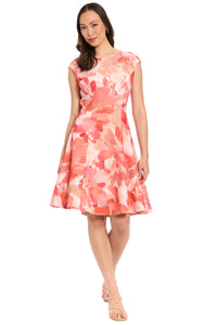 Connie Cap Sleeve Fit & Flare in Exploding Floral