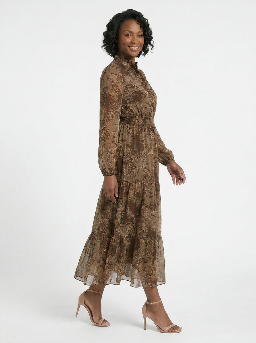Lettie Ruffle Neck Tiered Maxi