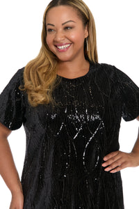 Amada Sequin T-shirt Dress in Opulent Waves