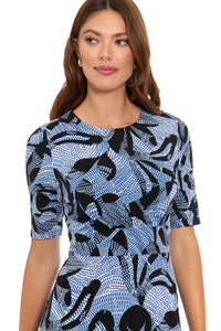 Ayanna Inset Waist Dress in Digital Mosaic