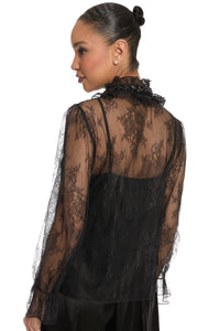 Monty Sheer Top Embellished Lace Ruffle