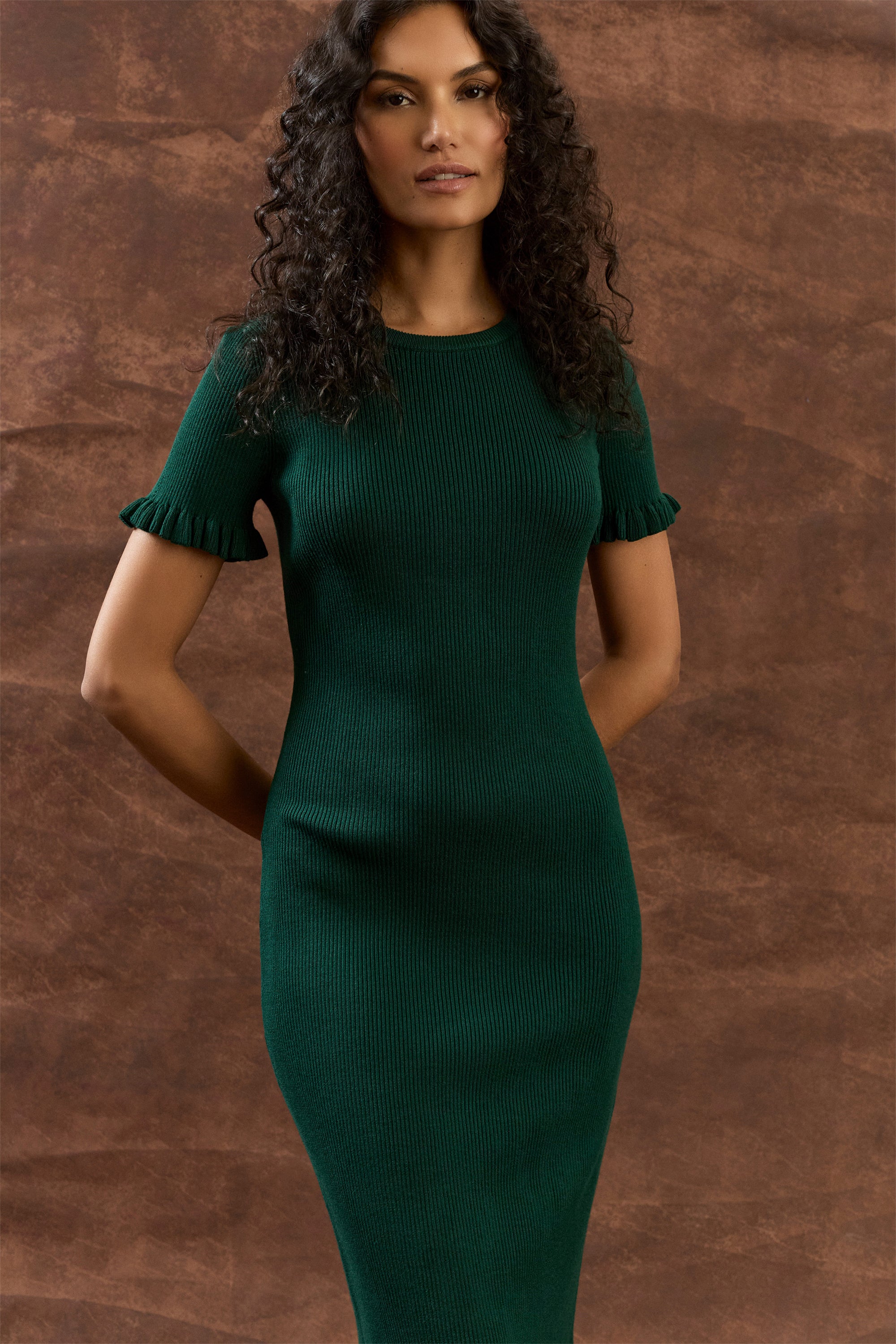 Caitlyn Ruffle Sleeve Sweater Dress