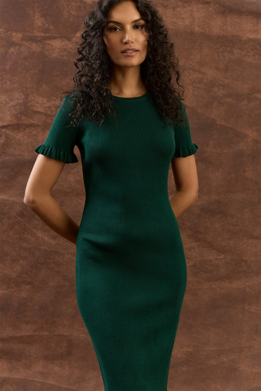 Caitlyn Ruffle Sleeve Sweater Dress