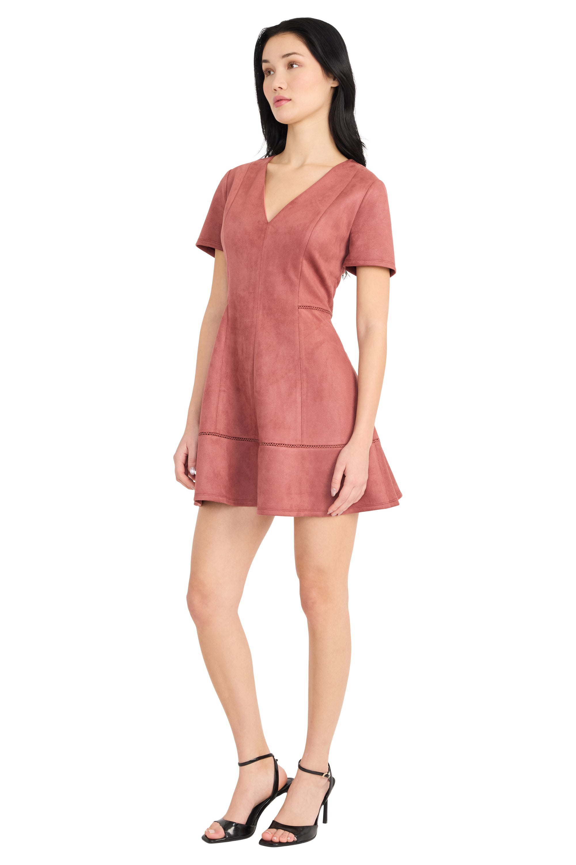 Lori V-Neck Short Sleeve Mini Fit and Flare Dress