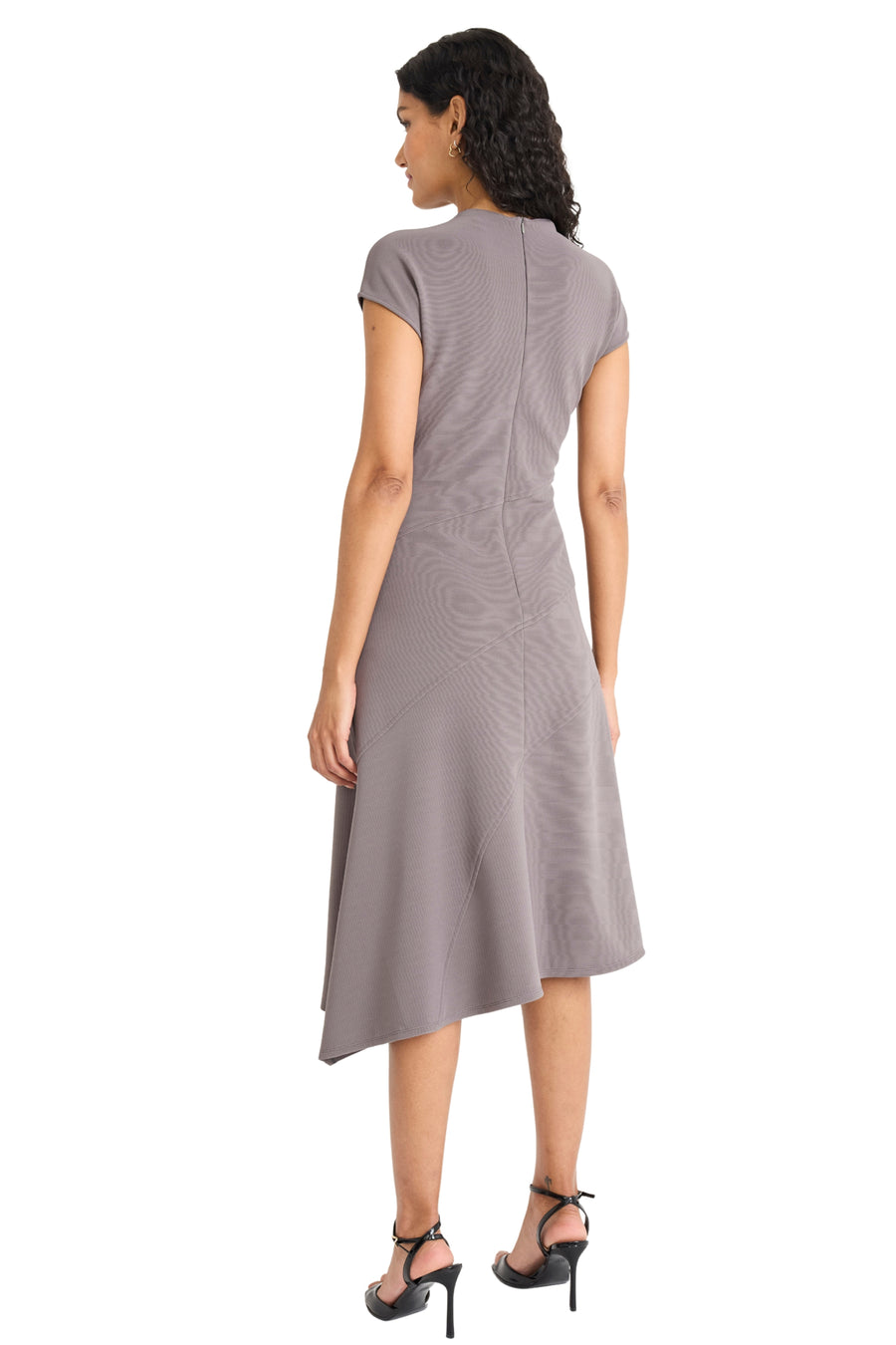Bronte Asymmetrical Mock Neck Cap Sleeve Midi