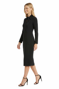 Livie Twist-Neck Keyhole Sheath Dress
