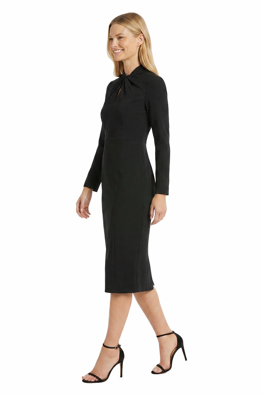 Livie Twist-Neck Keyhole Sheath Dress