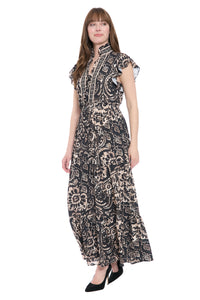 Consuela Cap Sleeve Maxi in Boho Patchwork