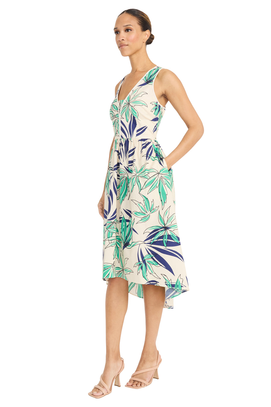 Maggy London Women's Botanical Print High-Low Midi V-Neck Cross-Back-Special Occasion Wedding Guest Dress Maggy London Women's Botanical Print High-Low Midi V-Neck Cross-Back-Special Occasion Wedding Guest Dress