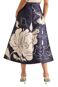 Gramercy Pleated High Low Skirt in Floral Eclipse