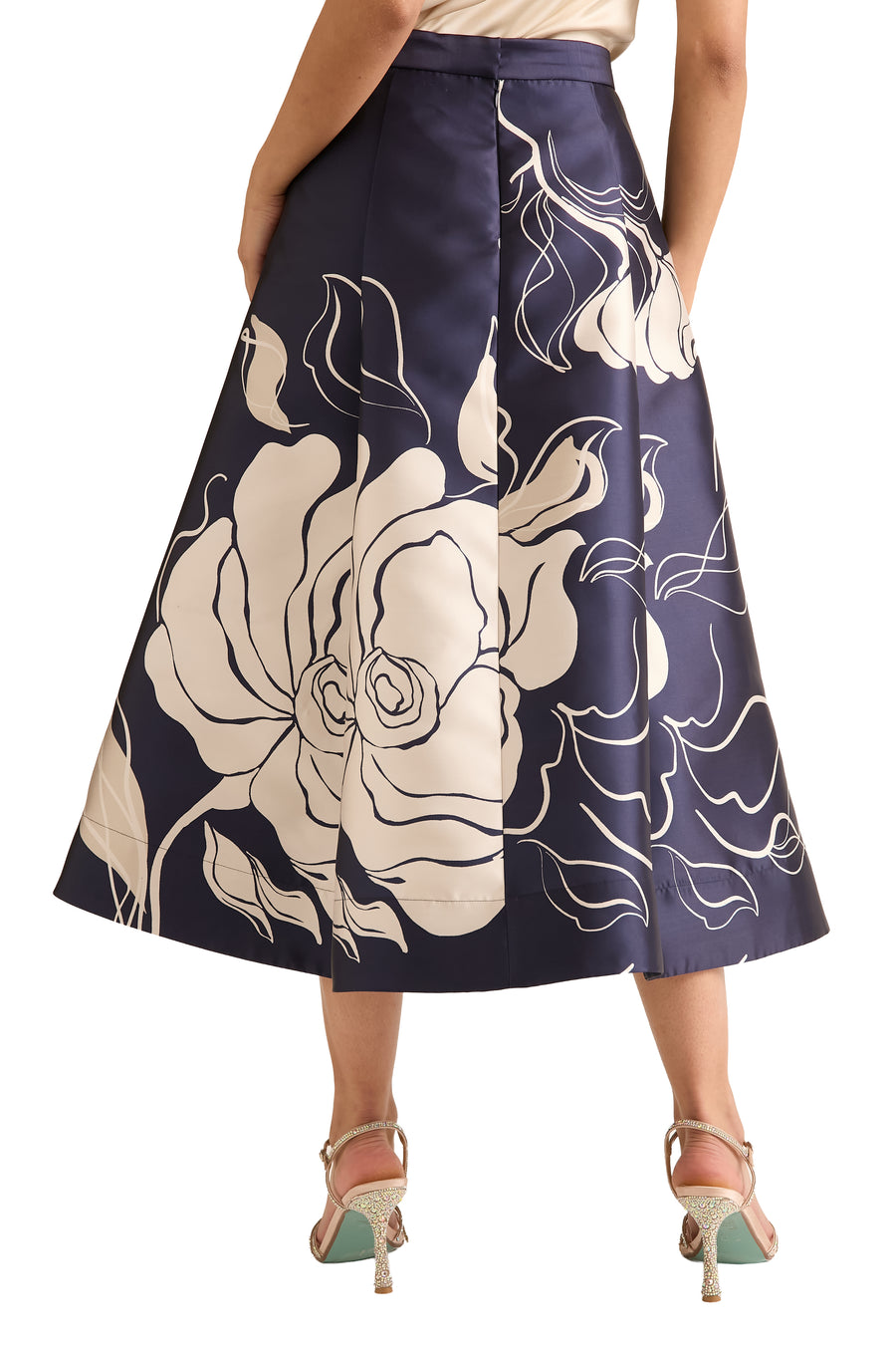 Gramercy Pleated High Low Skirt in Floral Eclipse