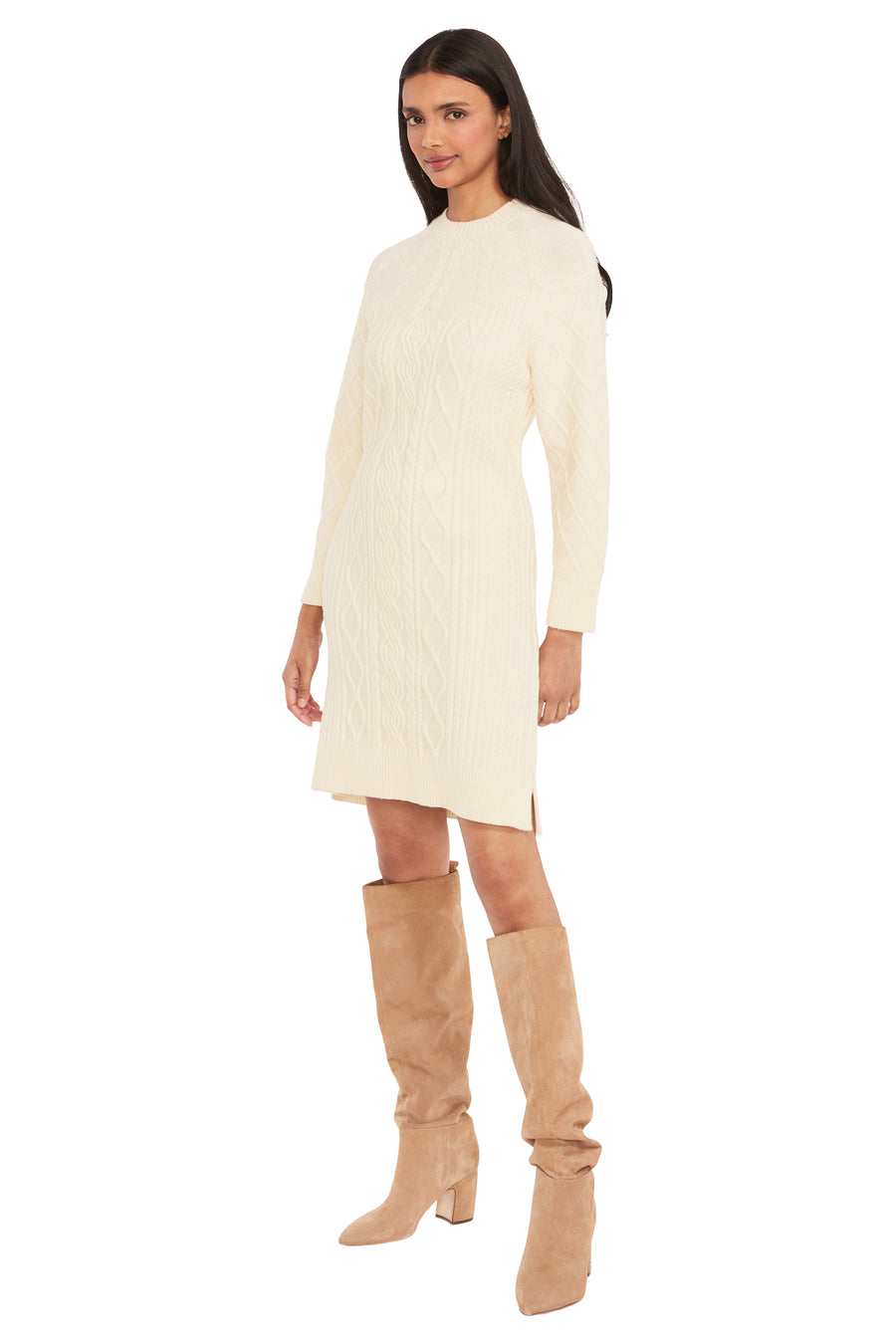 Benjamin Cable Knit Sweater Dress Sheath | The Good Journey CREAM / Standard / xl Benjamin Cable Knit Sweater Dress Sheath | The Good Journey CREAM / Standard / xl