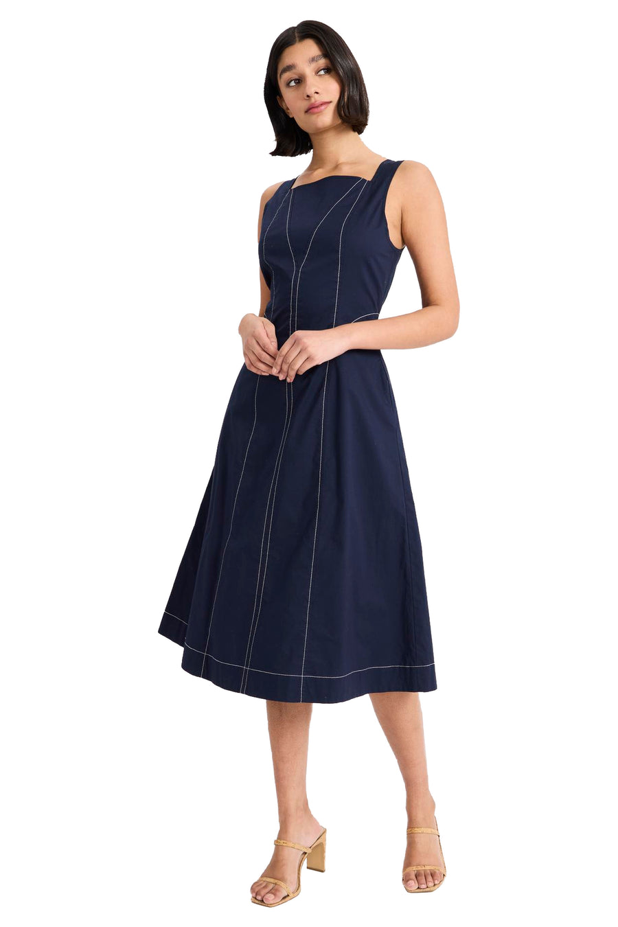 Vicki Cotton Square Neck Sleeveless Midi