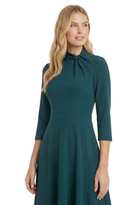 Seylor Twist Neck Fit-and-Flare Dress