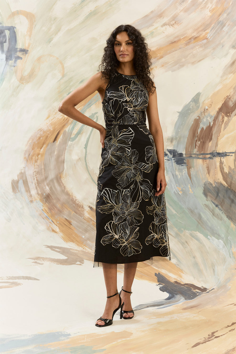 Constance Midi Sheath Dress in Enchantment Mesh | Maggy London BLACK/CHAMPAGNE / Standard / 18 Constance Midi Sheath Dress in Enchantment Mesh | Maggy London BLACK/CHAMPAGNE / Standard / 18