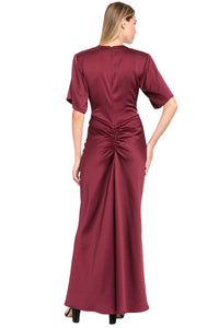 Cinna Satin Ruched Maxi Dress