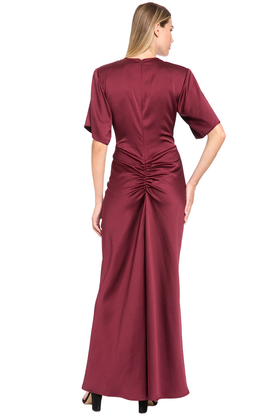 Cinna Satin Ruched Maxi Dress