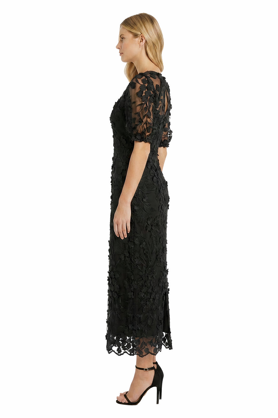 Marigold Dress Textured 3D Embroidered Midi