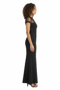 Illusion Fit-and-Flare Evening Gown