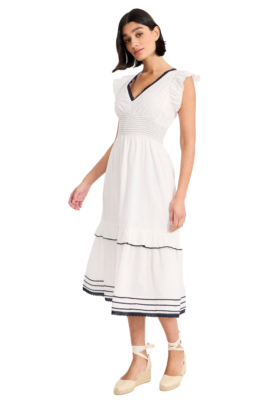 Lissy Cotton Smocked Babydoll Midi