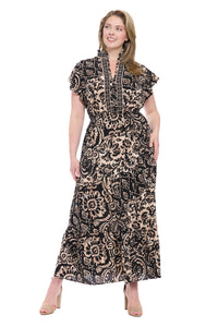 Consuela Cap Sleeve Maxi in Boho Patchwork