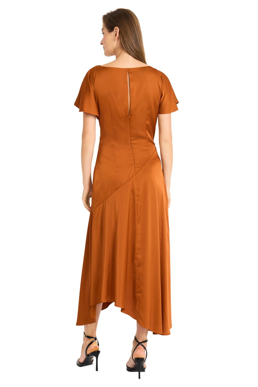 Betty Flutter Sleeve Charmeuse Dress A-Line Maxi | Maggy London Fired Brick / Standard / 18 Betty Flutter Sleeve Charmeuse Dress A-Line Maxi | Maggy London Fired Brick / Standard / 18