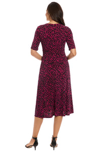 Ayanna Inset Waist Dress in Diagonal Bricks