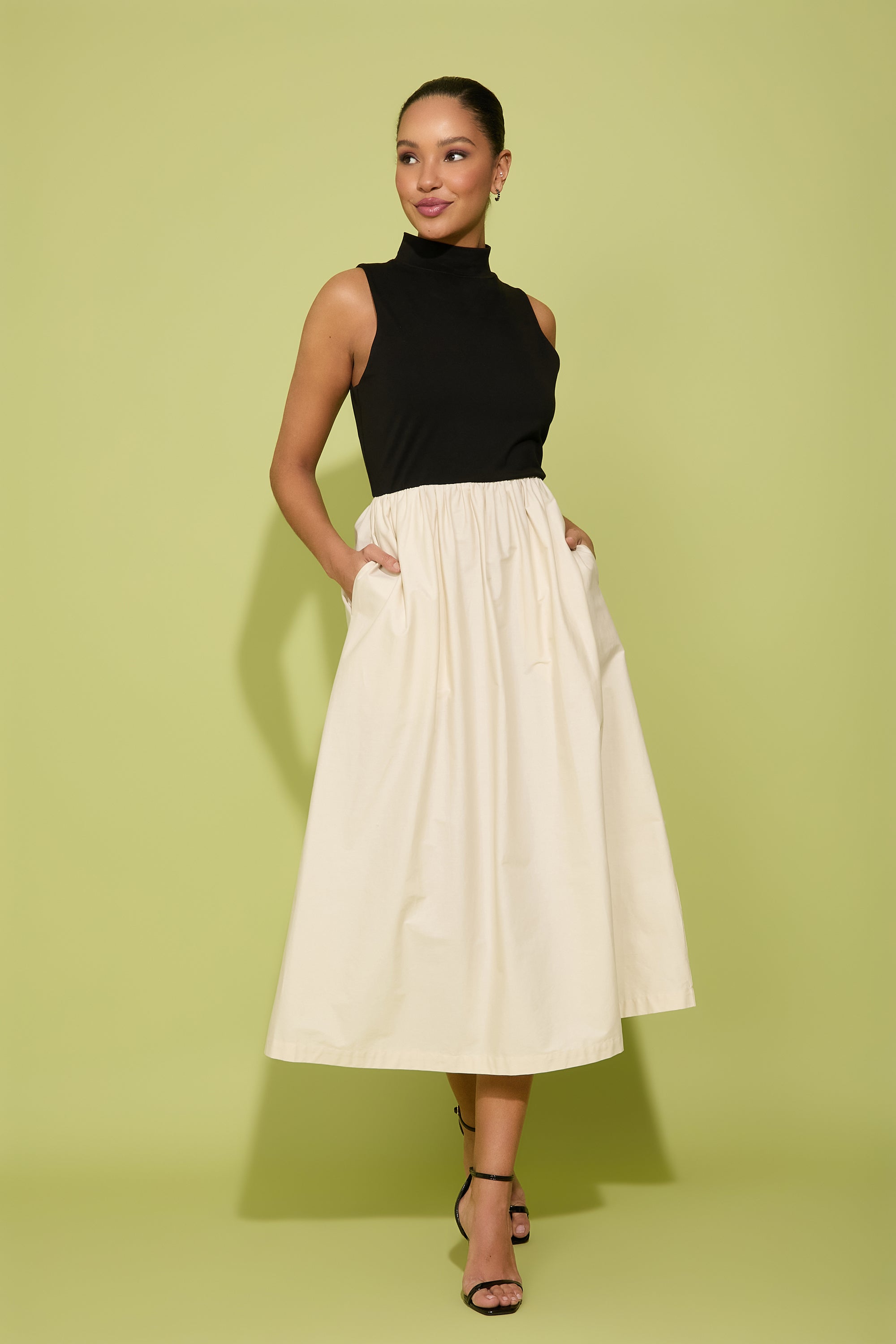 Nicola Knit Twofer Midi A-Line Sleeveless Dress | London Times