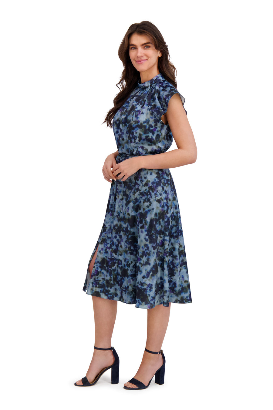 London Times Women's Flutter Sleeve Fit & Flare Midi Dress - Blue - Casual Dresses London Times Women's Flutter Sleeve Fit & Flare Midi Dress - Blue - Casual Dresses