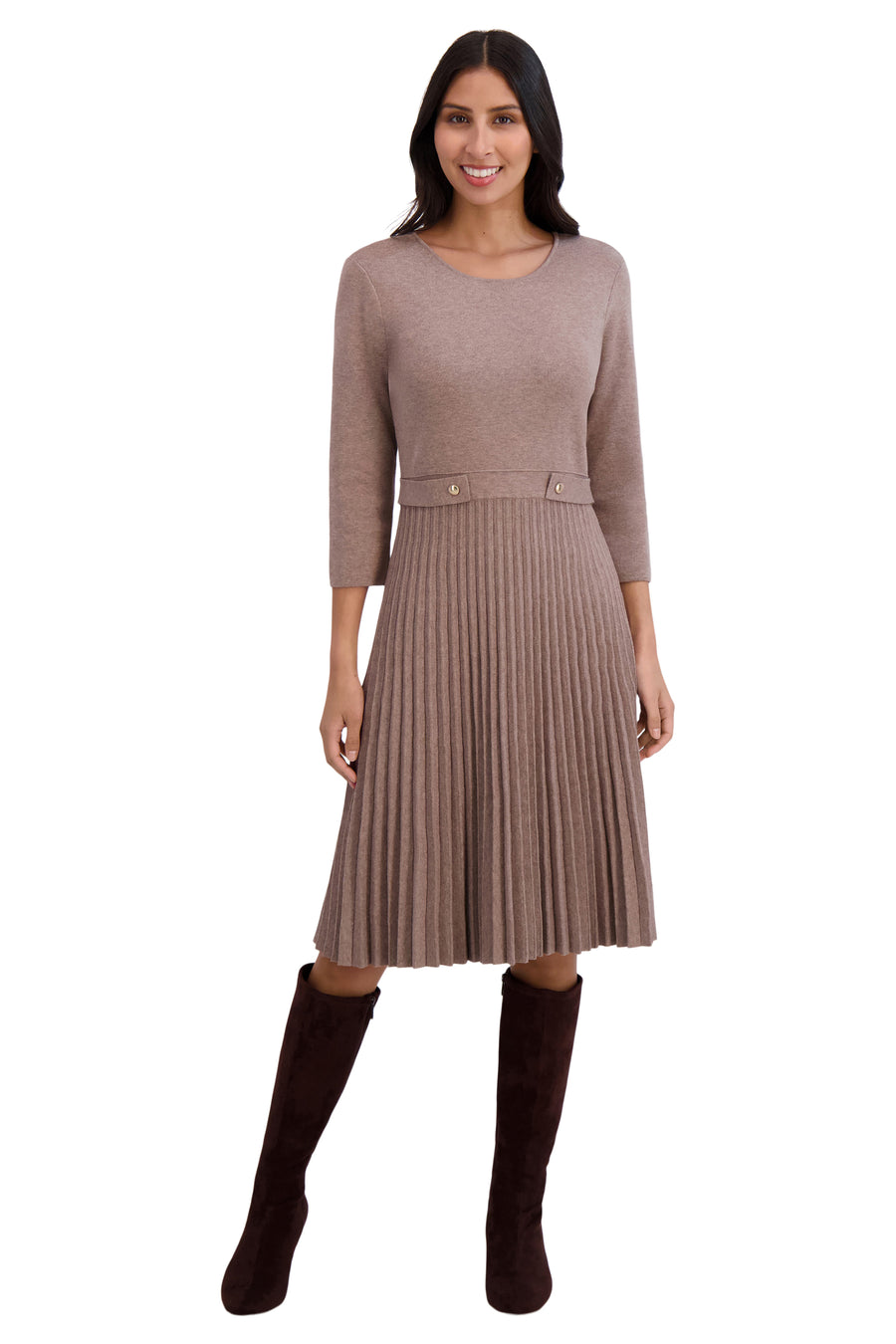 Ulani Side Tab Pleated Sweater Dress