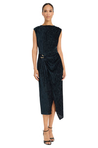 Isadora Velvet Drape Midi with Gold Accent