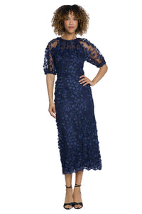 Marigold Dress Textured 3D Embroidered Midi