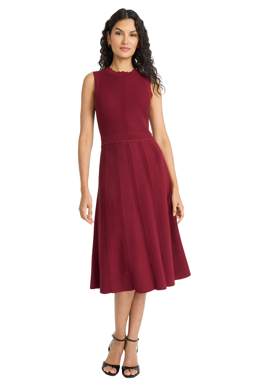 Anastacia Midi Sweater Dress Fit and Flare Sleeveless | Maggy London Anastacia Midi Sweater Dress Fit and Flare Sleeveless | Maggy London