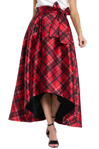 Roosevelt Voluminous Plaid Tie-Front Skirt