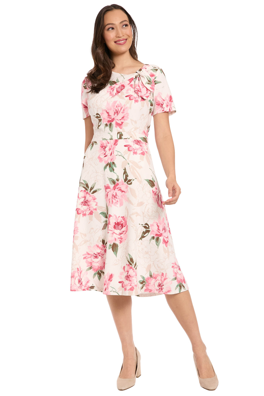 Colleen Neck Side Tie in Outlined Roses