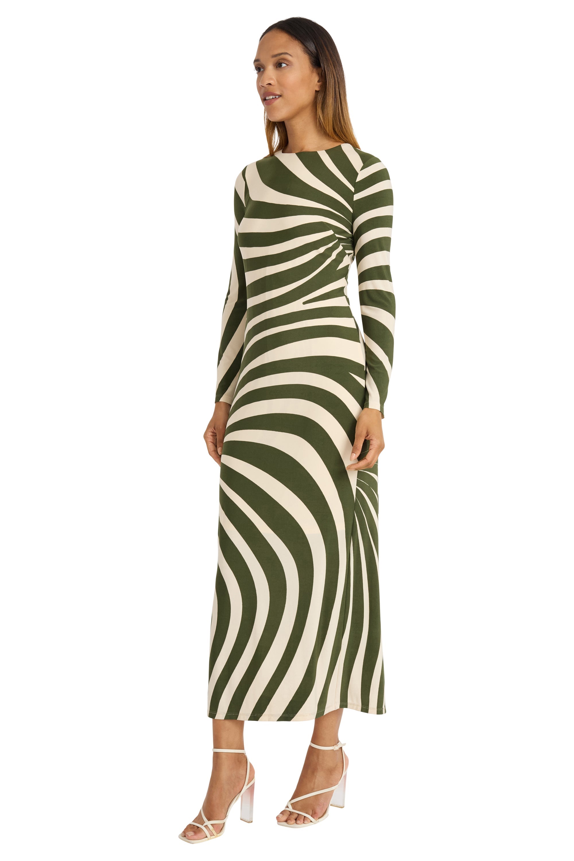 LONG SLV DRESS WITH SCOOP NK & SIDE SLIT – Maggy London