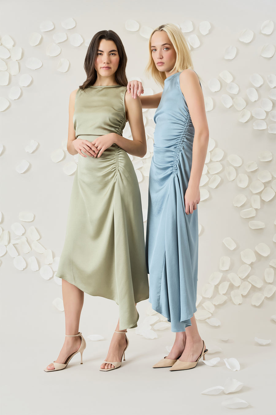 Luxely Women's Ruched Asymmetrical Midi Dress - Tea - Size 6 Luxely Women's Ruched Asymmetrical Midi Dress - Tea - Size 6