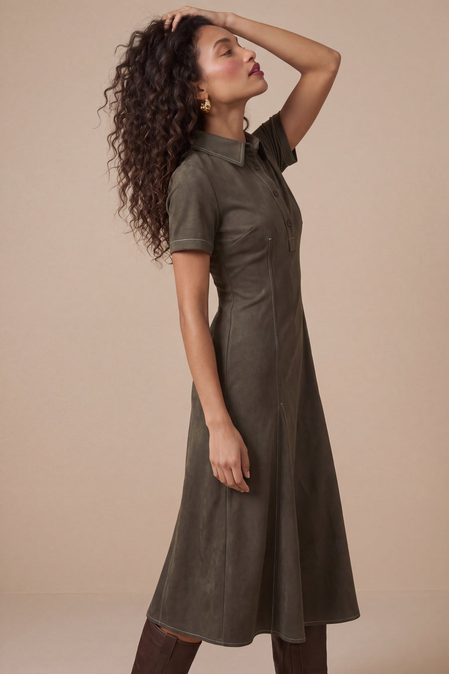Desiree Suede Shirt Dress