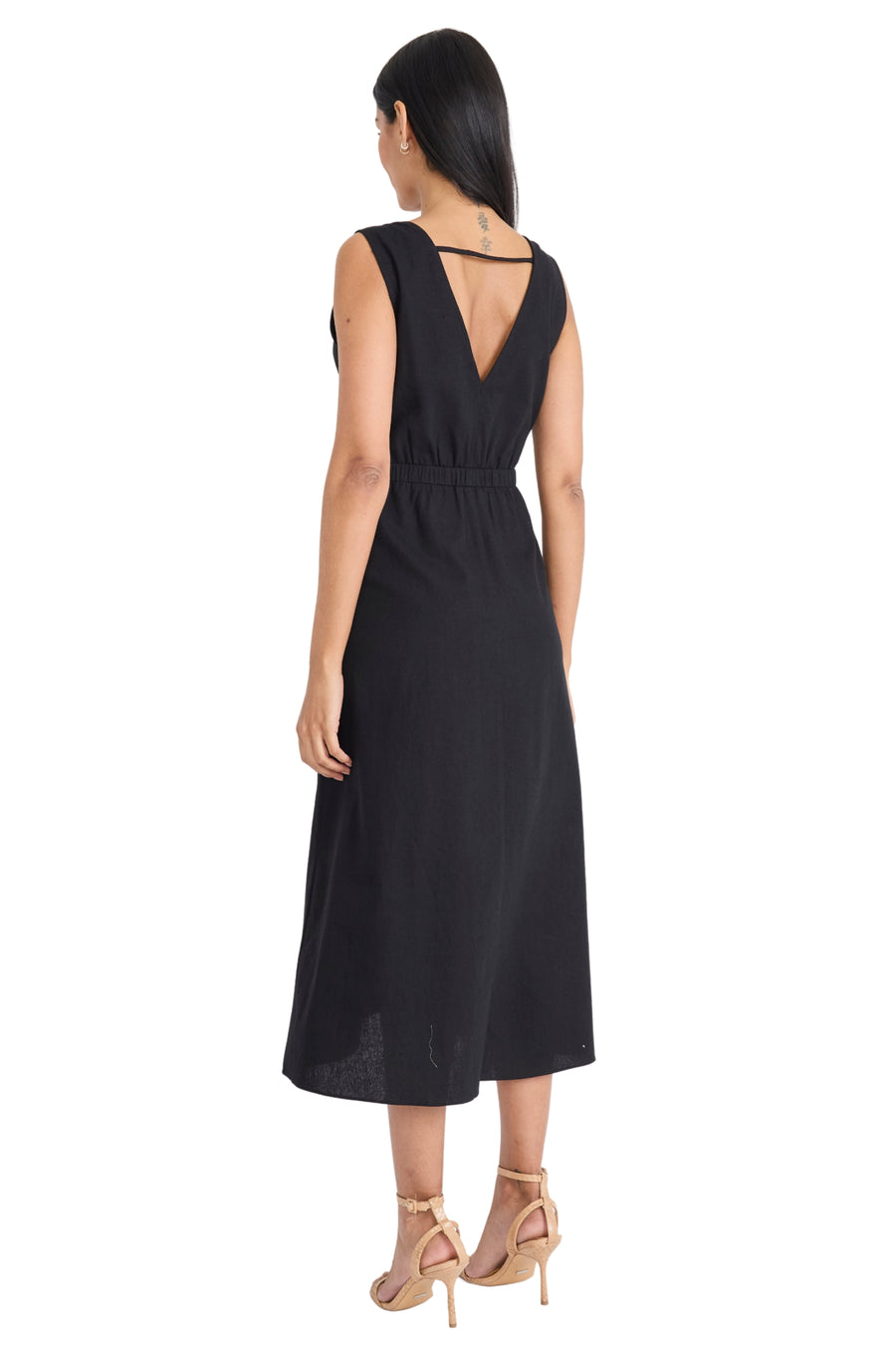 Nichole Linen V-Back Strap Midi