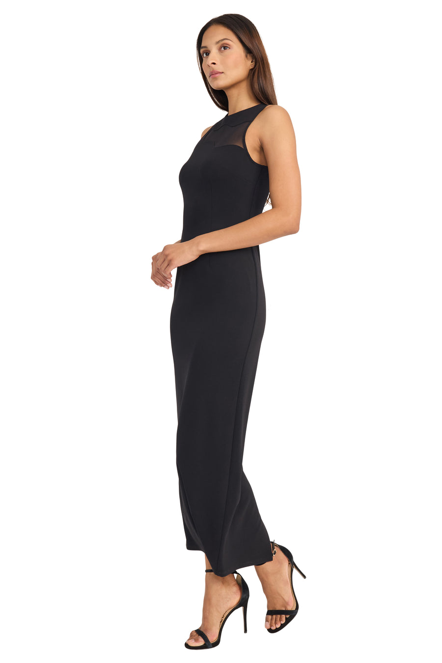 Ariella Jewel Neck Illusion Maxi Dress