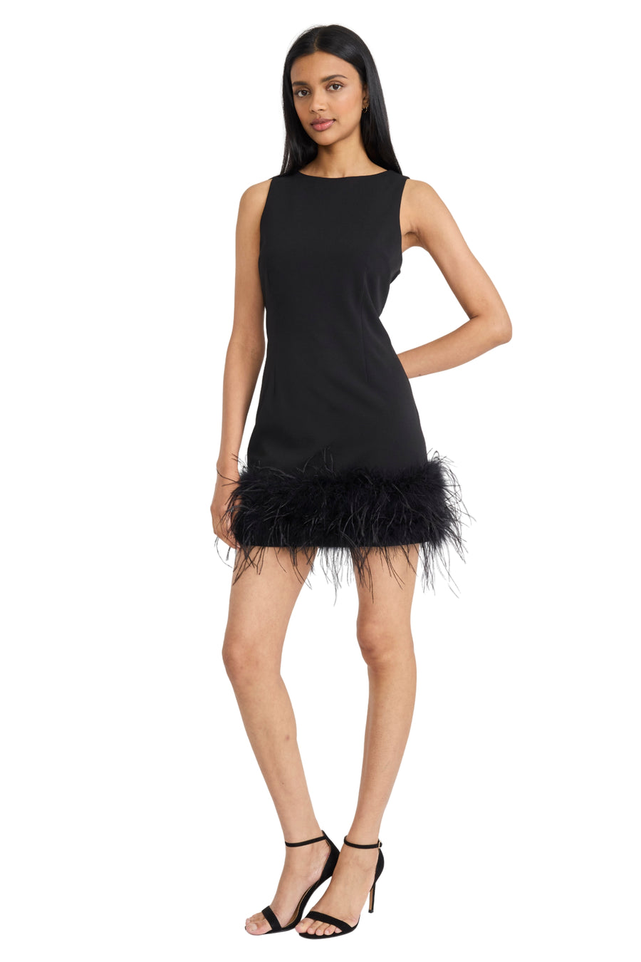 Phaedra Sleeveless Feather Mini A-Line Dress | Donna Morgan Maggy London Phaedra Sleeveless Feather Mini A-Line Dress | Donna Morgan Maggy London