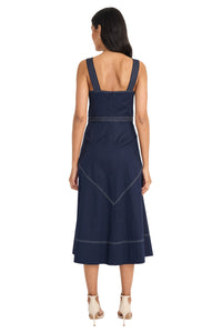 Anika Cotton Topstitch Midi Fit & Flare